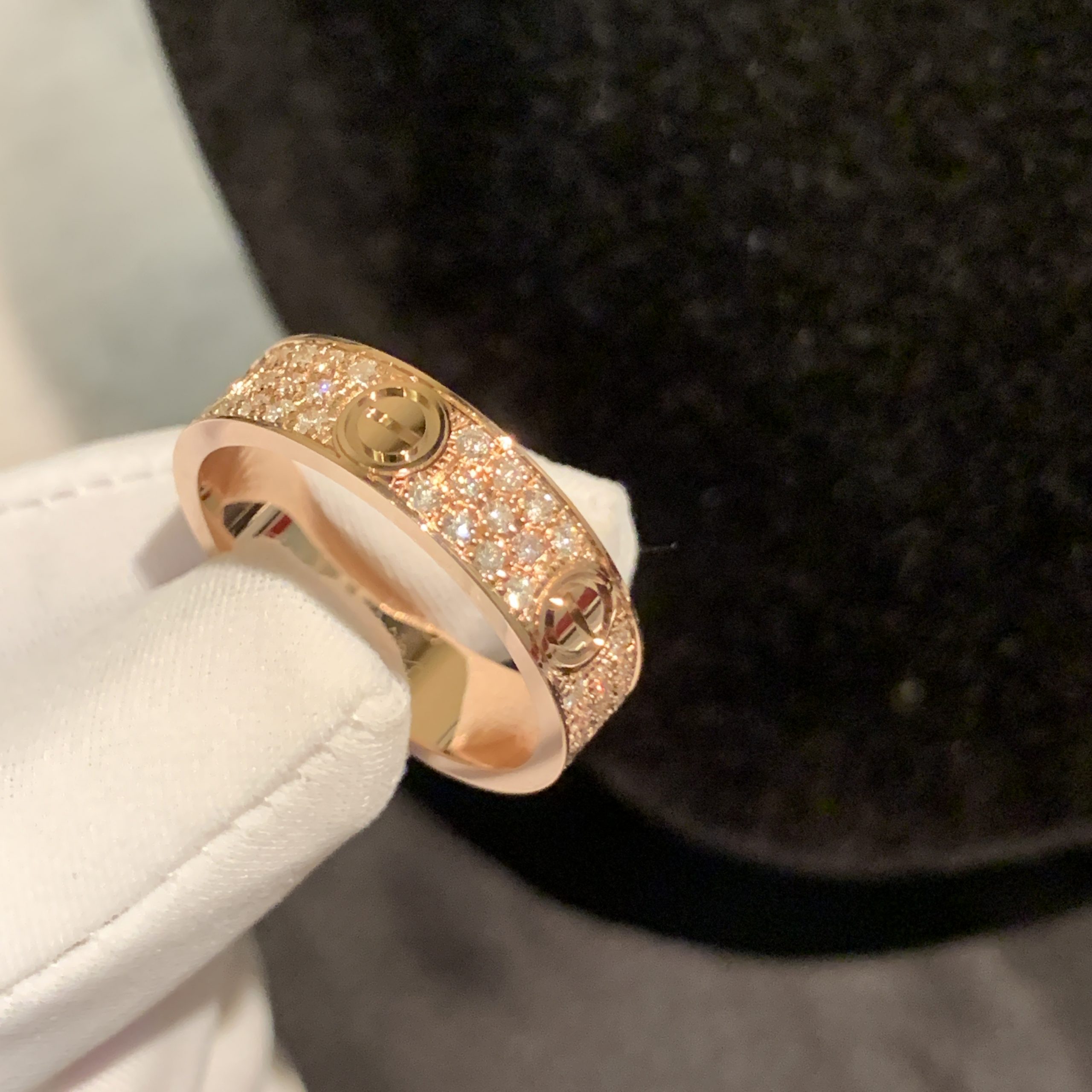 LOVE Wedding Band with Diamond-Paved in 18k Rose Gold