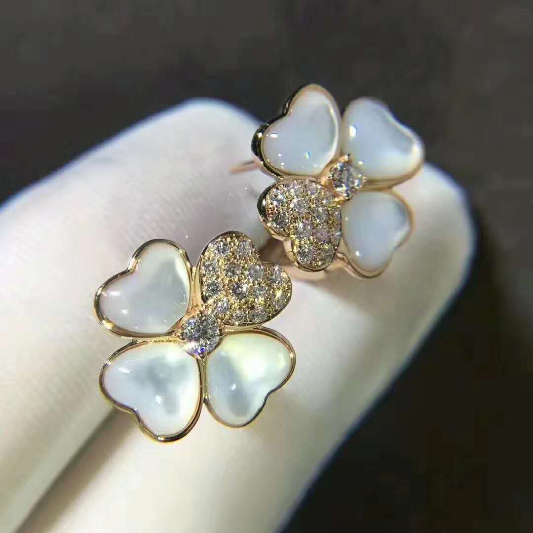 Van Cleef & Arpels Cosmos Earrings set with Mother of Pearl and Diamonds